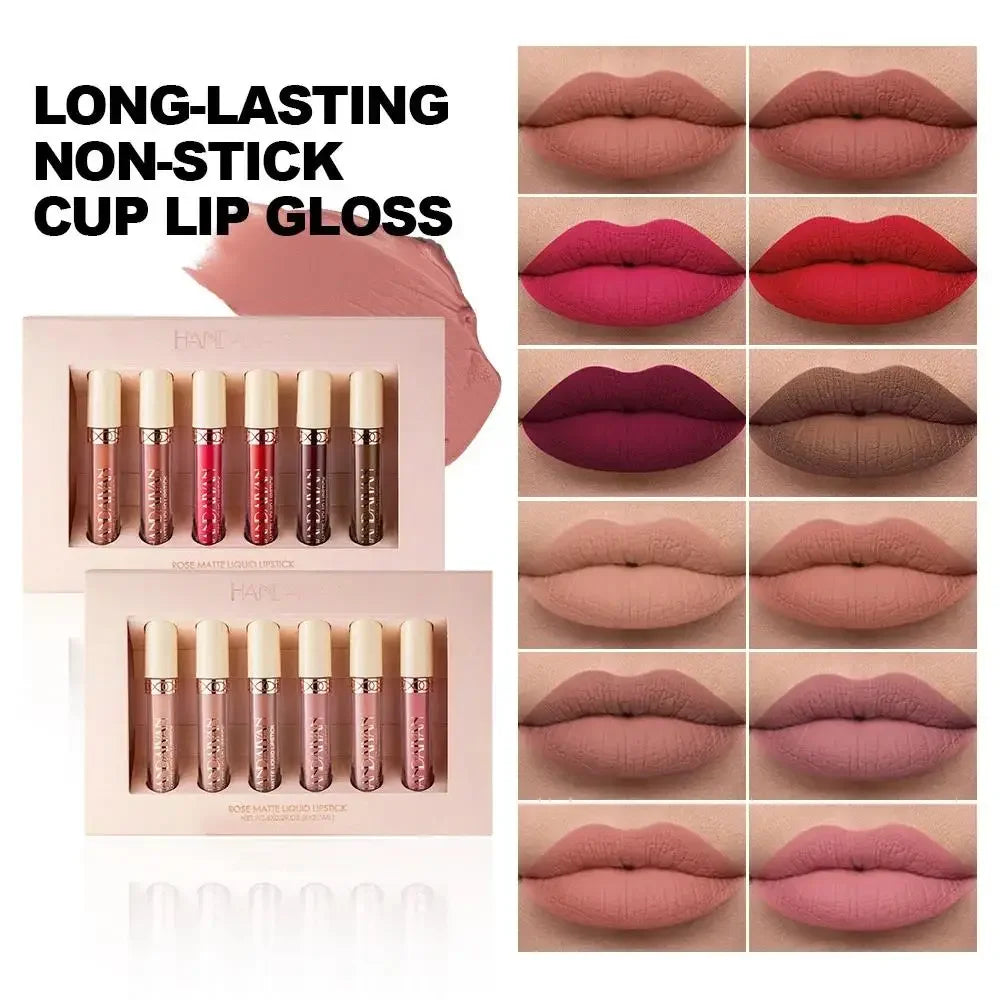 Handaiyan 6-Pc Matte Velvet Liquid Lipstick Set – Waterproof Liquid Lipstick Set HIP