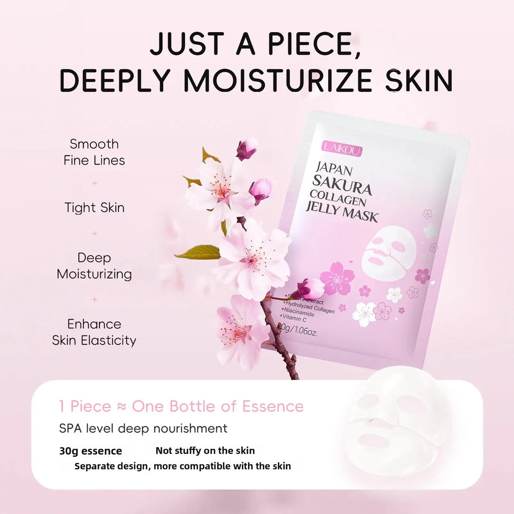 LAIKOU Sakura Collagen Jelly Face Mask – Hydrating & Firming Collagen Gel Face Mask HIP