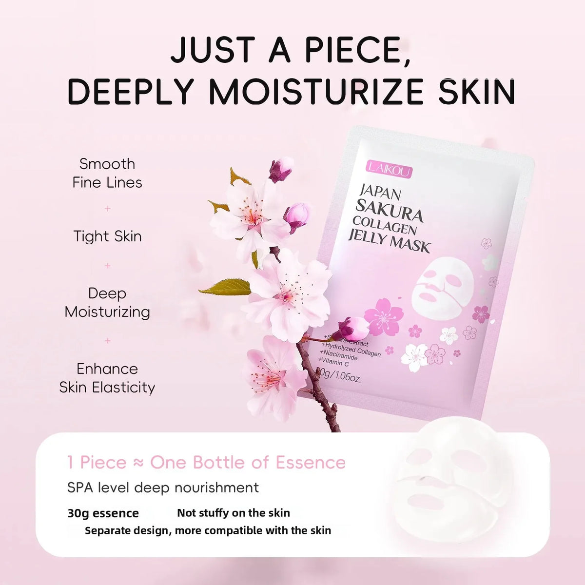 LAIKOU Sakura Collagen Jelly Face Mask – Hydrating & Firming Collagen Gel Face Mask HIP