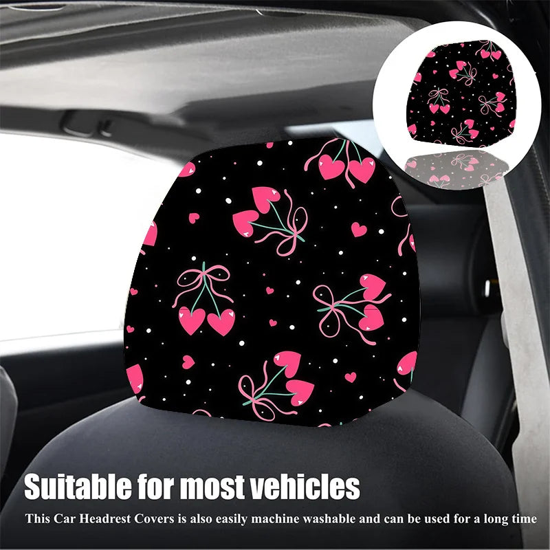 2-Pack Pink Heart Bow Car Headrest Covers – Universal Fit Car Headrest Covers HIP