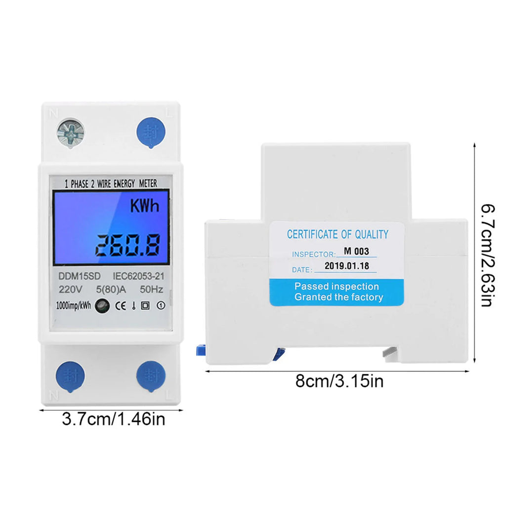 5-80A DDM15SD LCD Backlight Digital Display Single Phase Electronic Energy KWh Meter Energy Meter KWh Meter Electronic KWh Meter HIP