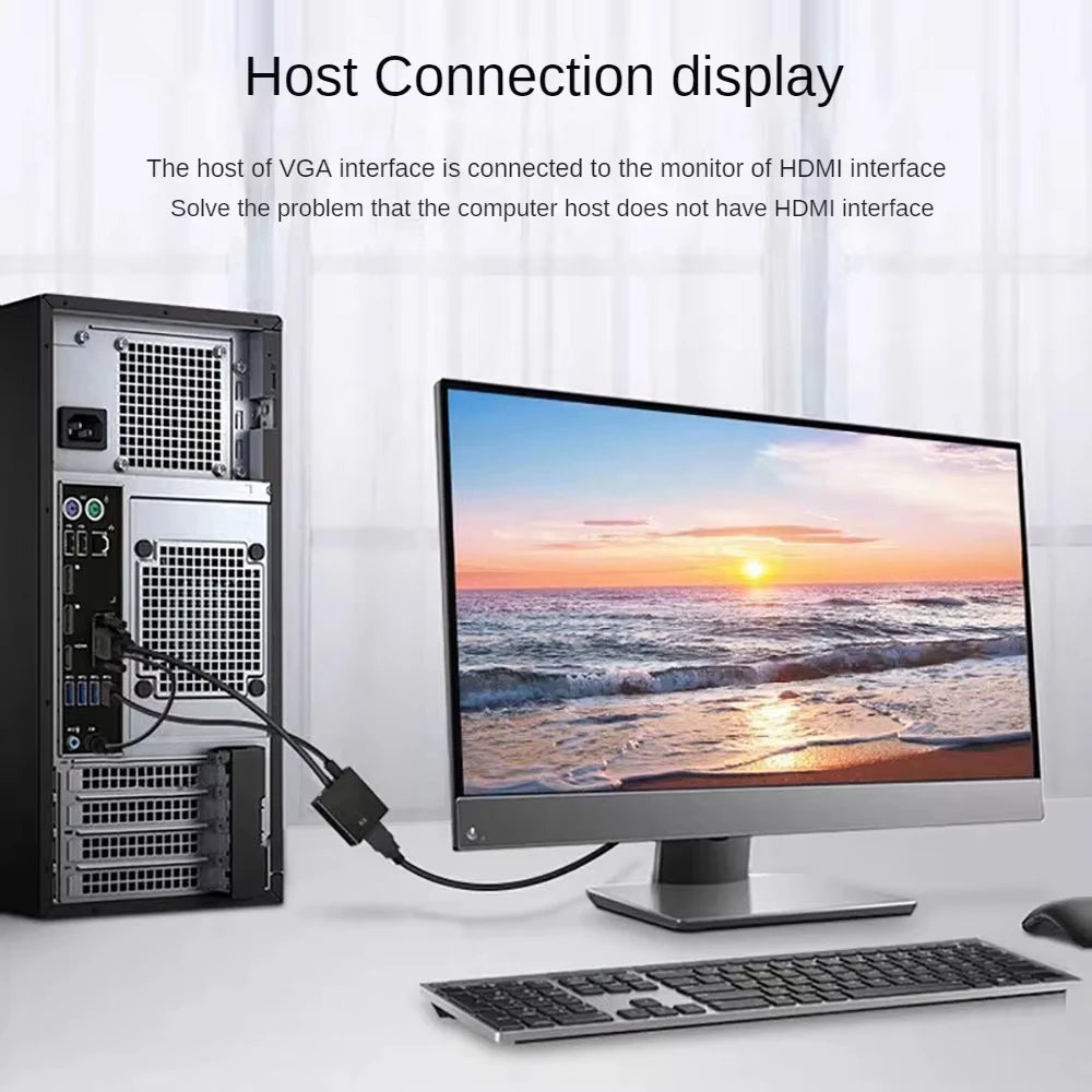 VGA to HDMI Adapter 1080P Full HD with 3.5mm Audio Output VGA to HDMI Adapter HIP