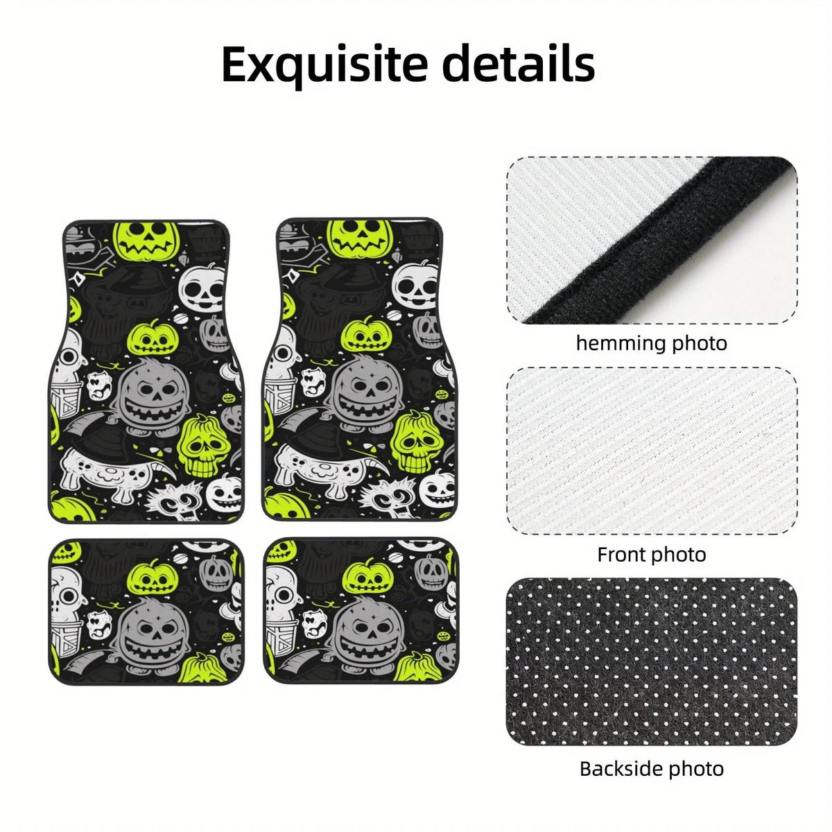 Halloween Car Floor Mats – Green & Black Set of 4 Sedans Car Floor Mats HIP