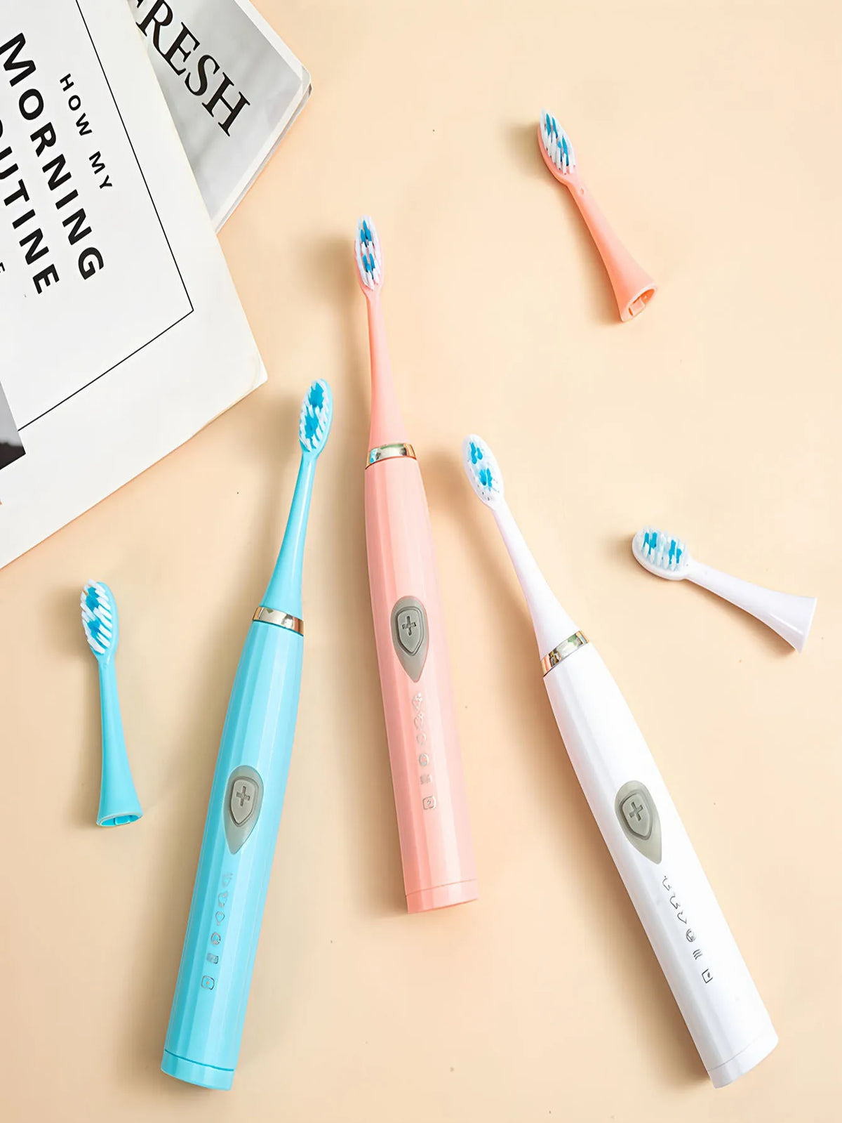 Electric Toothbrush Couples Set – 3 Heads, Home & Travel Electric Toothbrush Set HIP