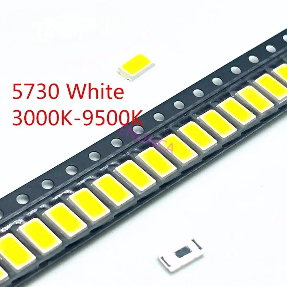 100Pcs SMD 5730 5630 LED Diodes 0.5W White 3000K–6000K SMD LED Diodes HIP 9000-10000K