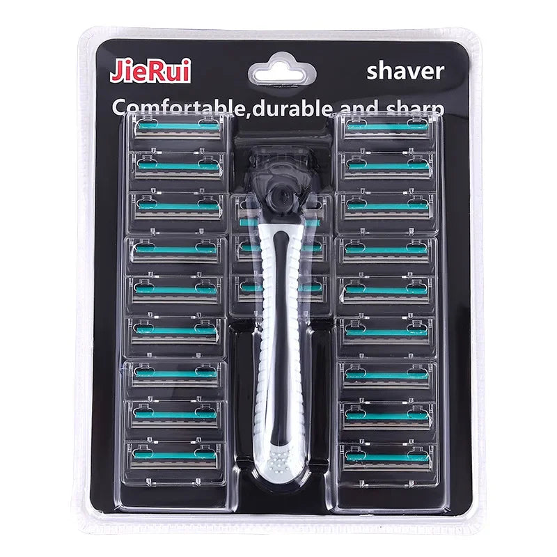 Men's Reusable 2-Blade Razor – Multi-Tool Swappable Head Men's Manual Razor HIP C517-green