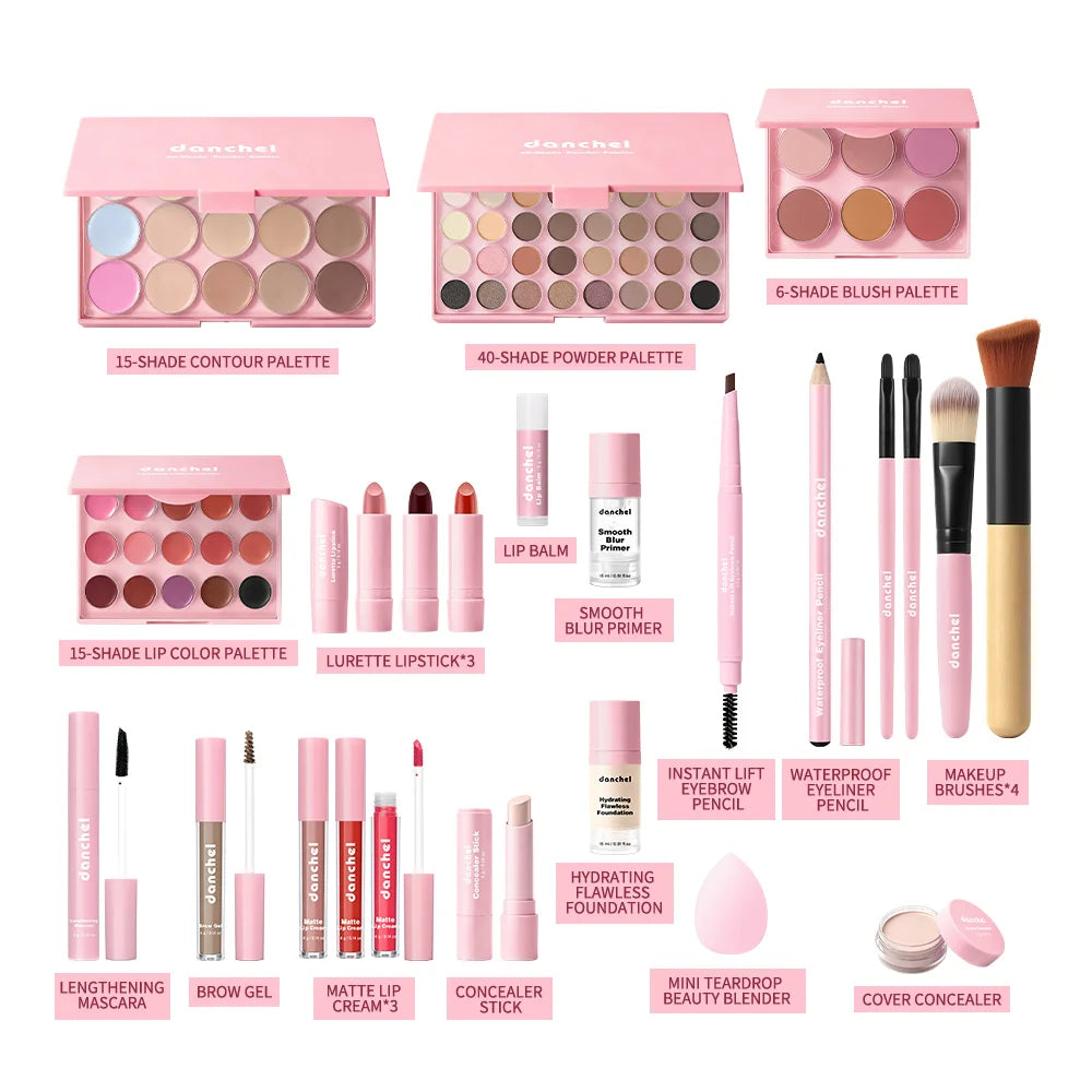 Christmas Gift All In One Full Face Makeup Kit With Concealer Contour Highlight Blush Eyeshadow Eyebrow Pencil Lip Makeup HIP
