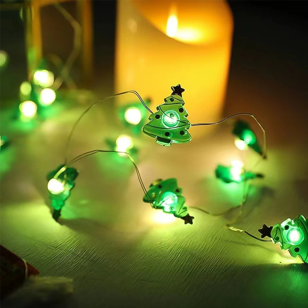 Christmas LED String Light Santa Claus Gingerbread Man Xmas Tree Ornament Christmas Decoration For Home New Year Party Kids Gift HIP