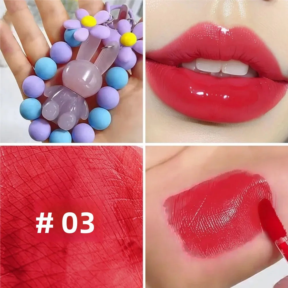 SAM SUGAR Rabbit Keychain Lip Gloss – Mirror Glaze Moisturizing Lip Gloss HIP