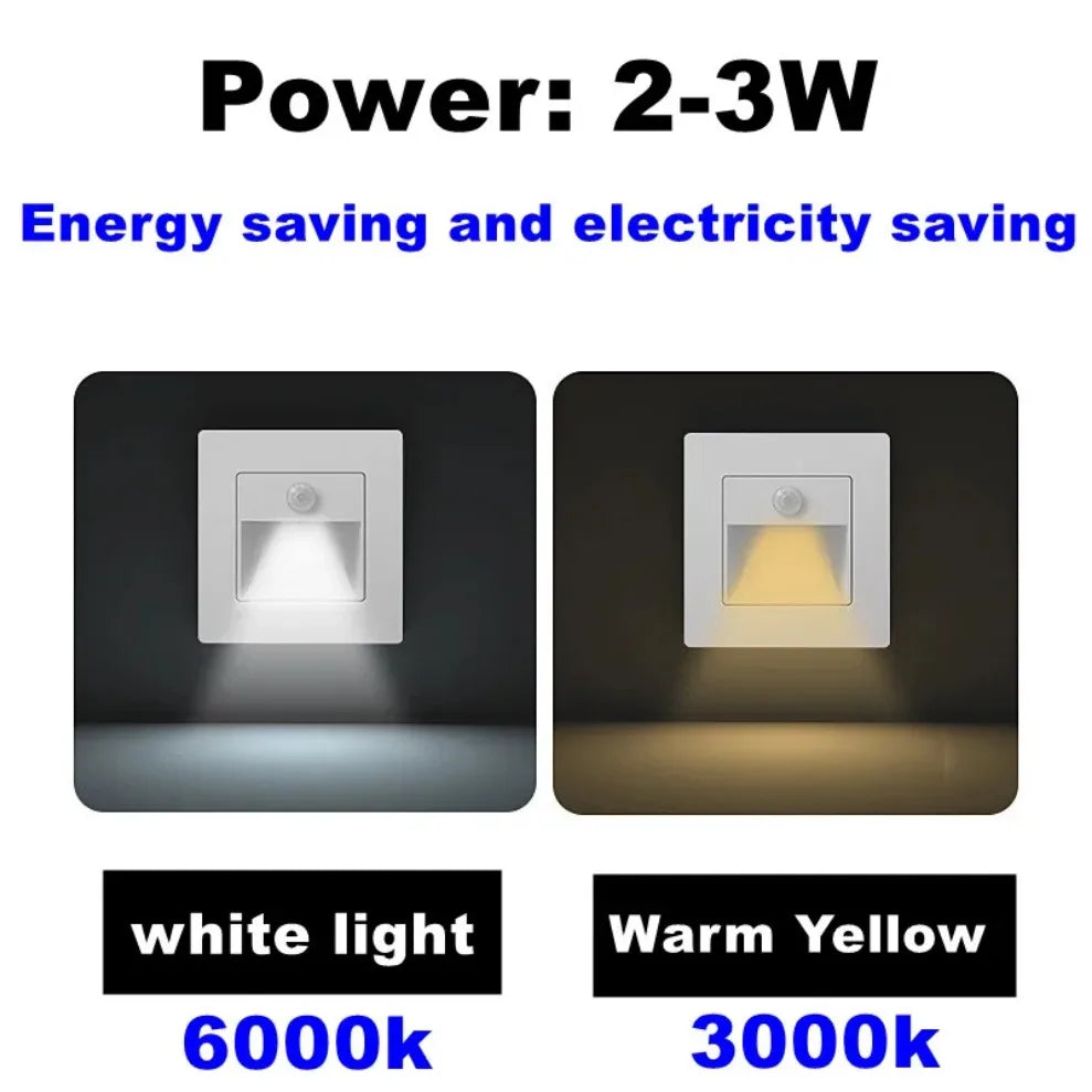 Recessed LED Wall Lamp PIR Motion Sensor Stair Step Night Light LED Step Wall Lamp HIP