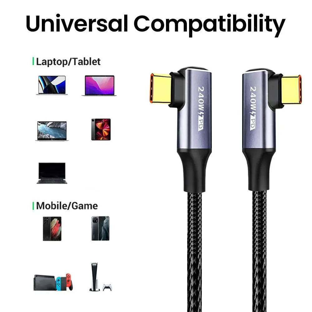240W USB-C Fast Charging Cable – E-Marker Chip, PD & QC 4.0 USB-C Charging Cable HIP