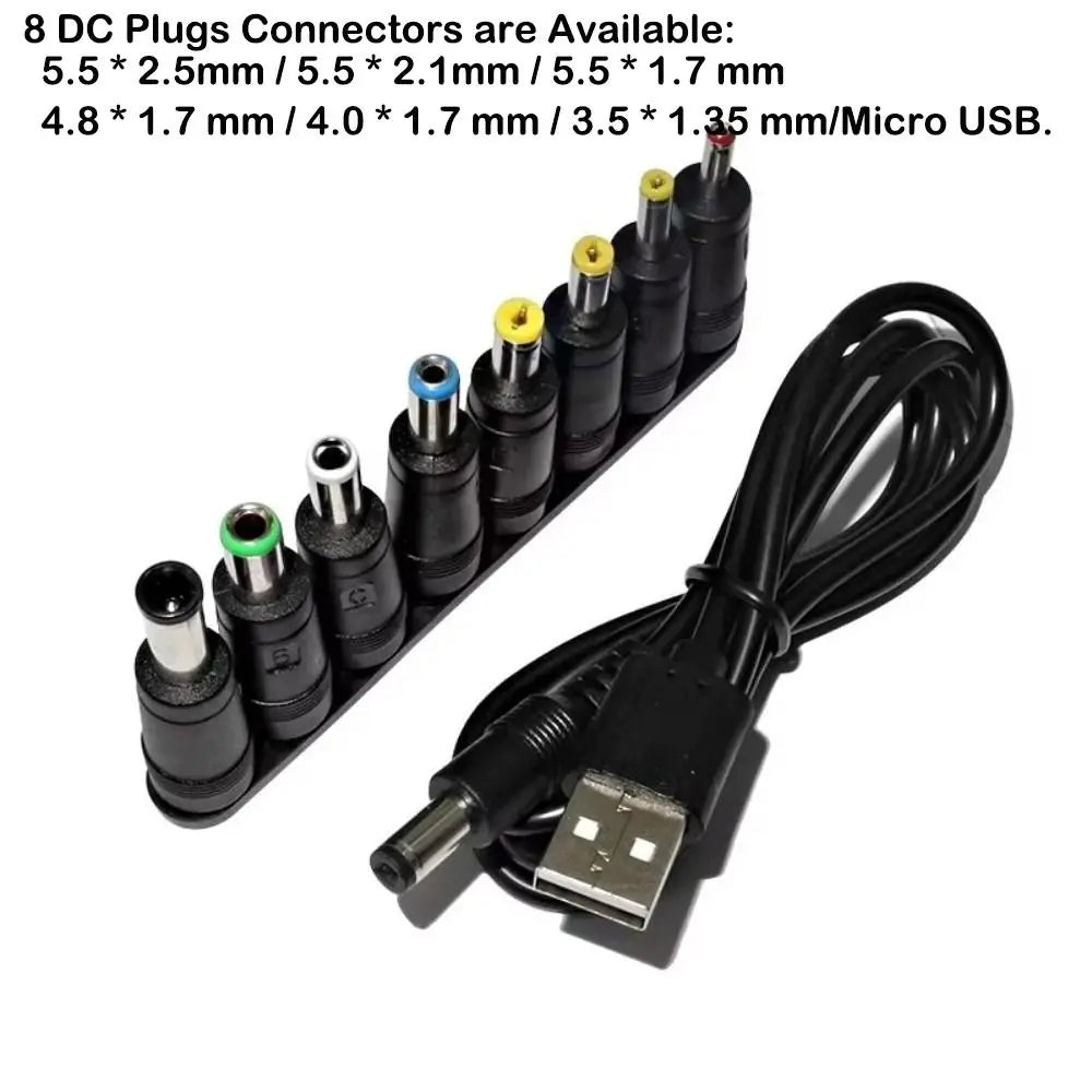 USB to DC Universal Power Cable – 8 Connector Tips | 5V DC Power Cable HIP