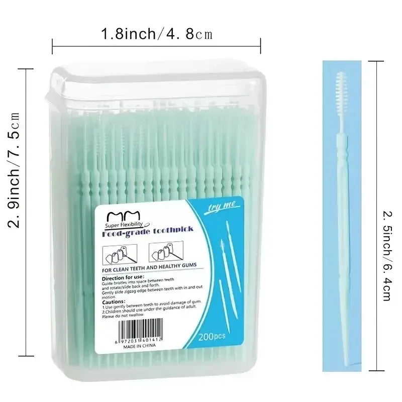 200-Pack Double-Ended Toothpicks & Interdental Brush | RUZOFO Interdental Toothpick HIP