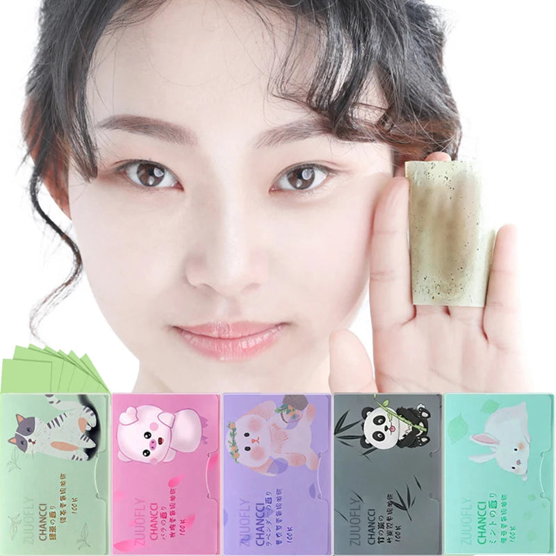 100Pcs/box Face Oil Blotting Paper Protable Matting Face Wipes Facial Cleanser Oil Control Oil-absorbing Face Cleaning Tools New HIP