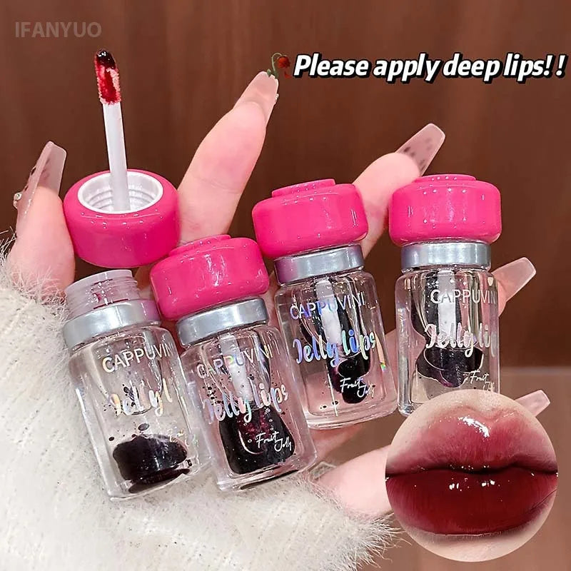 5Color Fruity Lip Tint Water Gloss Clear Tint Moisturizing Waterproof Liquid Lipstick Non-Stick High Pigment Long-Lasting Colors HIP