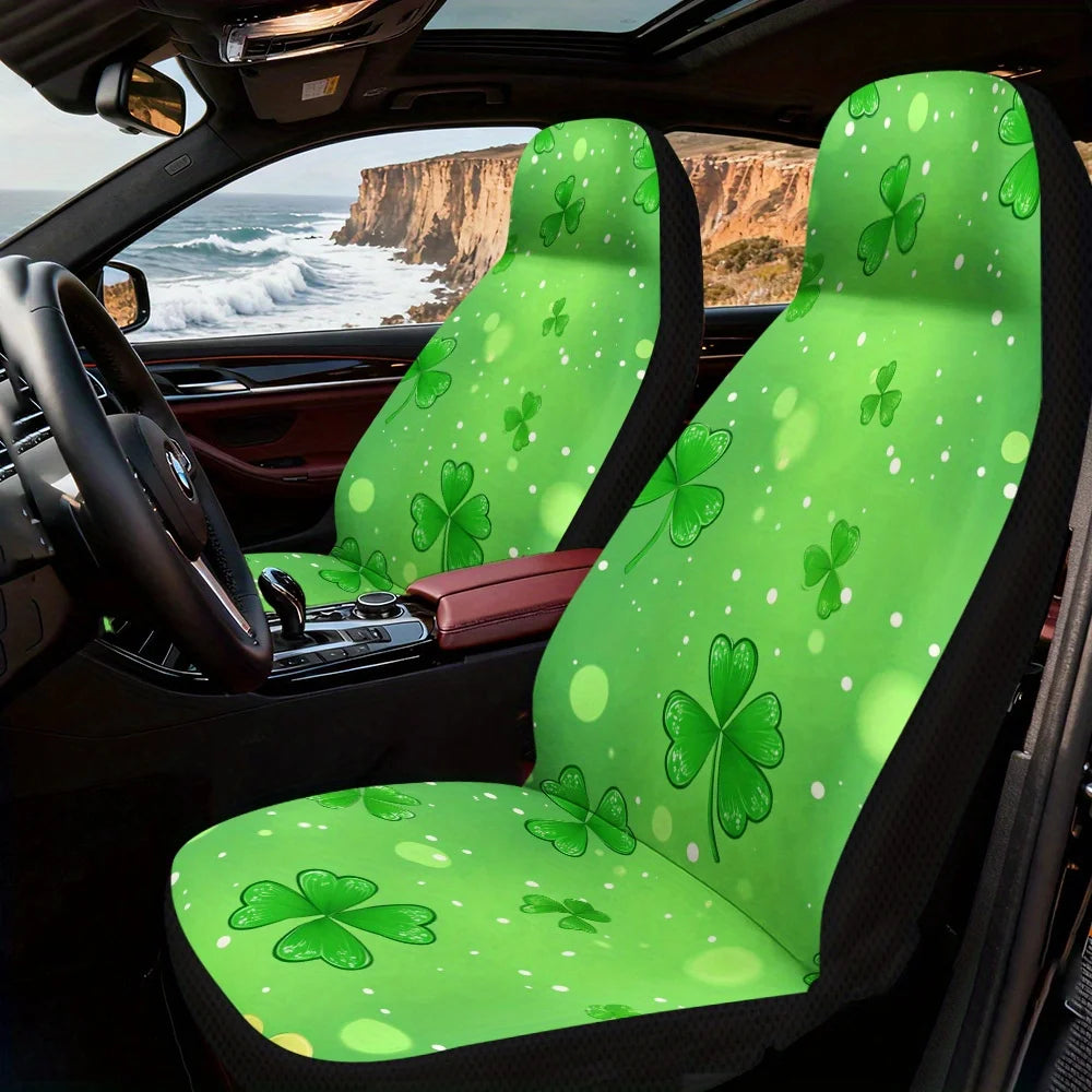 2-Pc St. Patrick's Day Shamrock Car Seat Covers | All Season Car Seat Covers HIP
