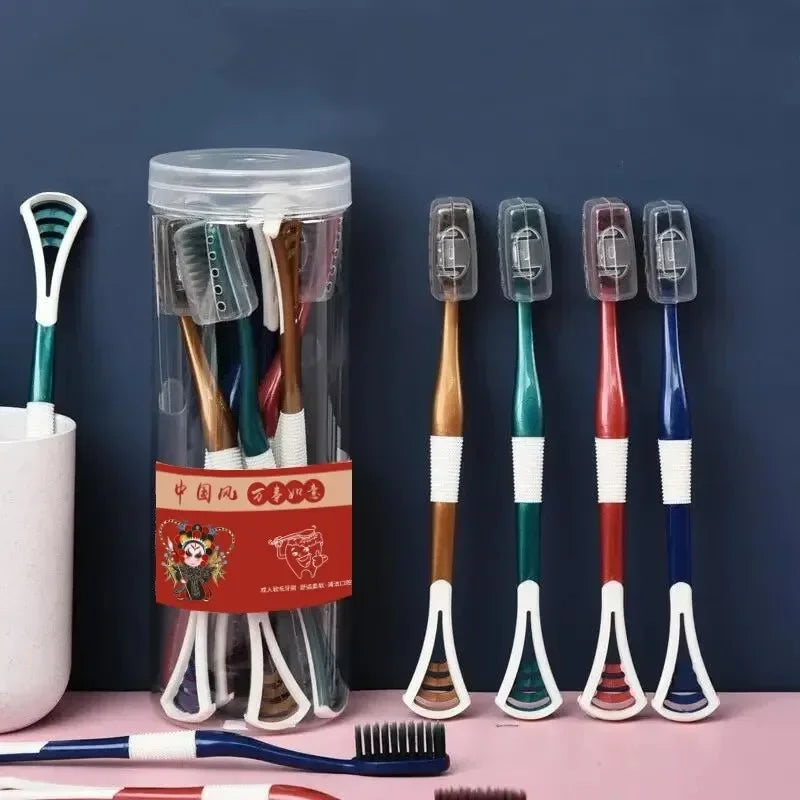 8-Pack Soft Charcoal Toothbrushes with Tongue Scraper Toothbrush Set HIP