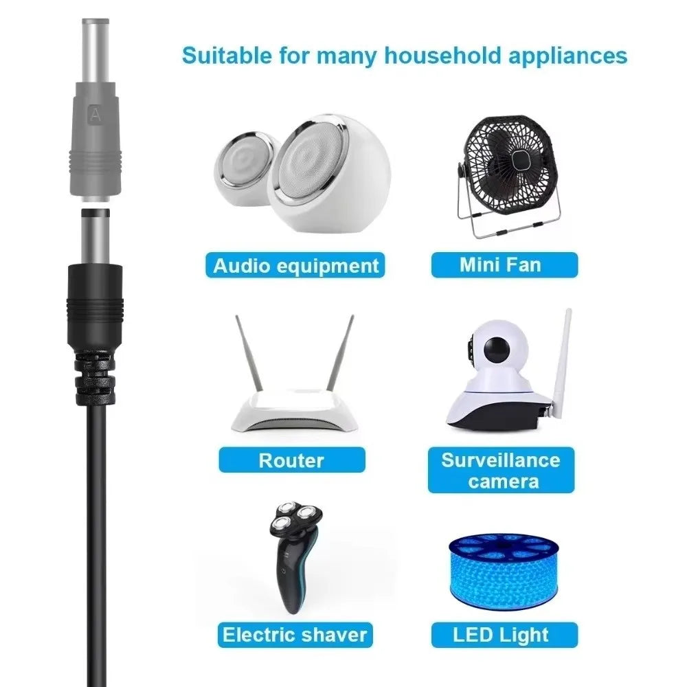 USB to DC Universal Power Cable – 8 Connector Tips | 5V DC Power Cable HIP