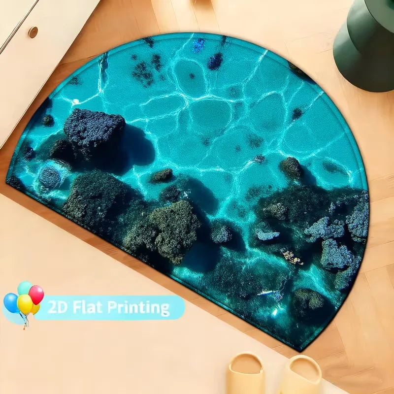 Semi-Circular Anti-Slip Doormat | Entryway Half-Round Rug Entryway Floor Mat HIP 2 60x90cm-Felt