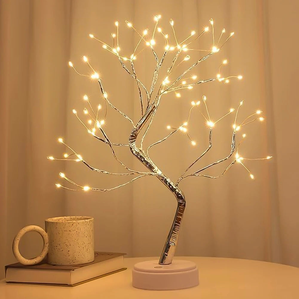 LED Night Light Mini Christmas Tree Copper Wire Garland Lamp For Kids Home Bedroom Decoration Decor Fairy Light Holiday lighting HIP