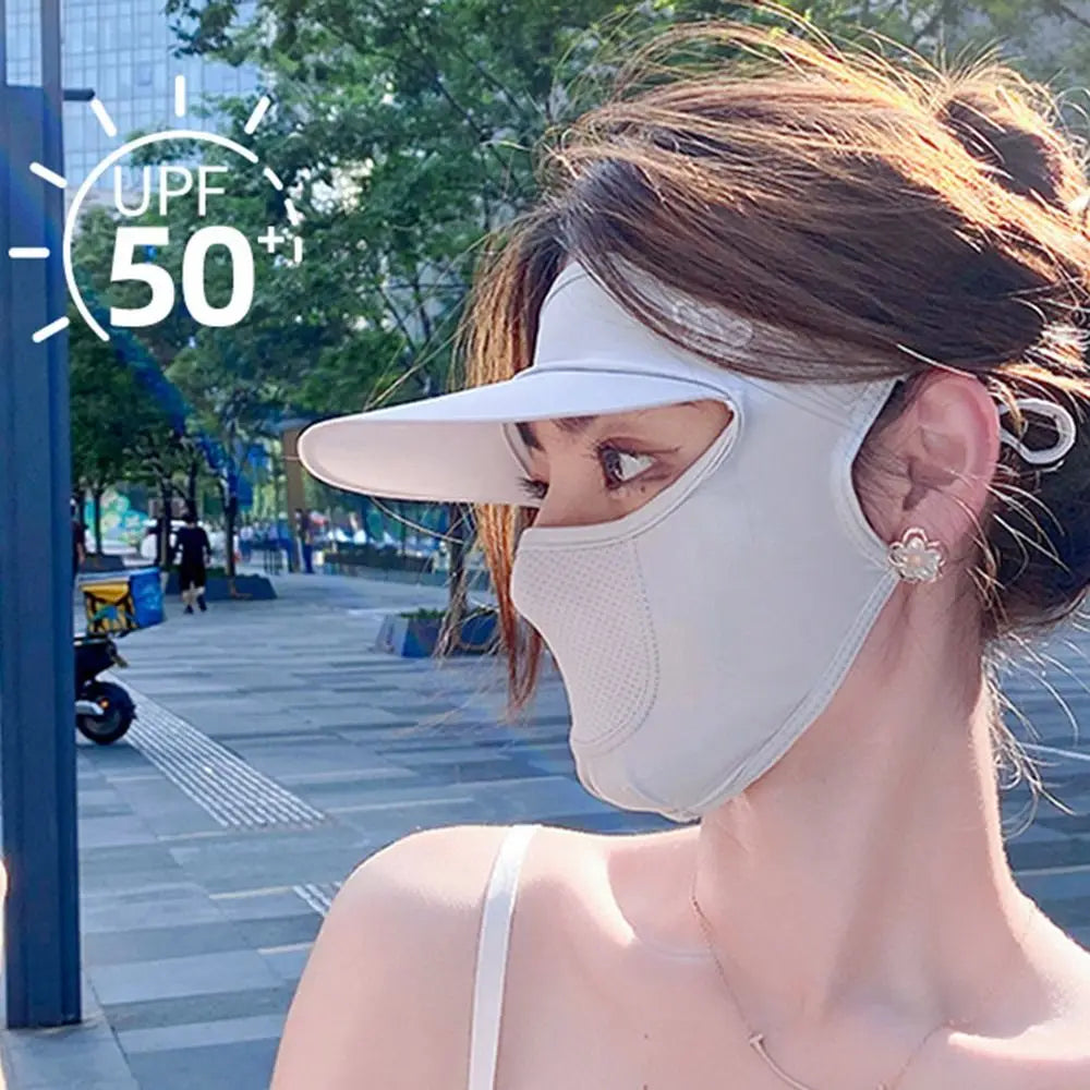 Ice Silk UV Full Face Mask & Neck Scarf – Cycling Sun Cover Sun Protection Mask HIP