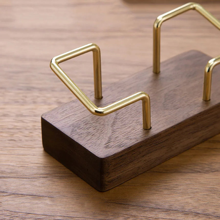 Wood & Gold Metal Business Card Holder Desk Organizer Stand Business Card Holder HIP
