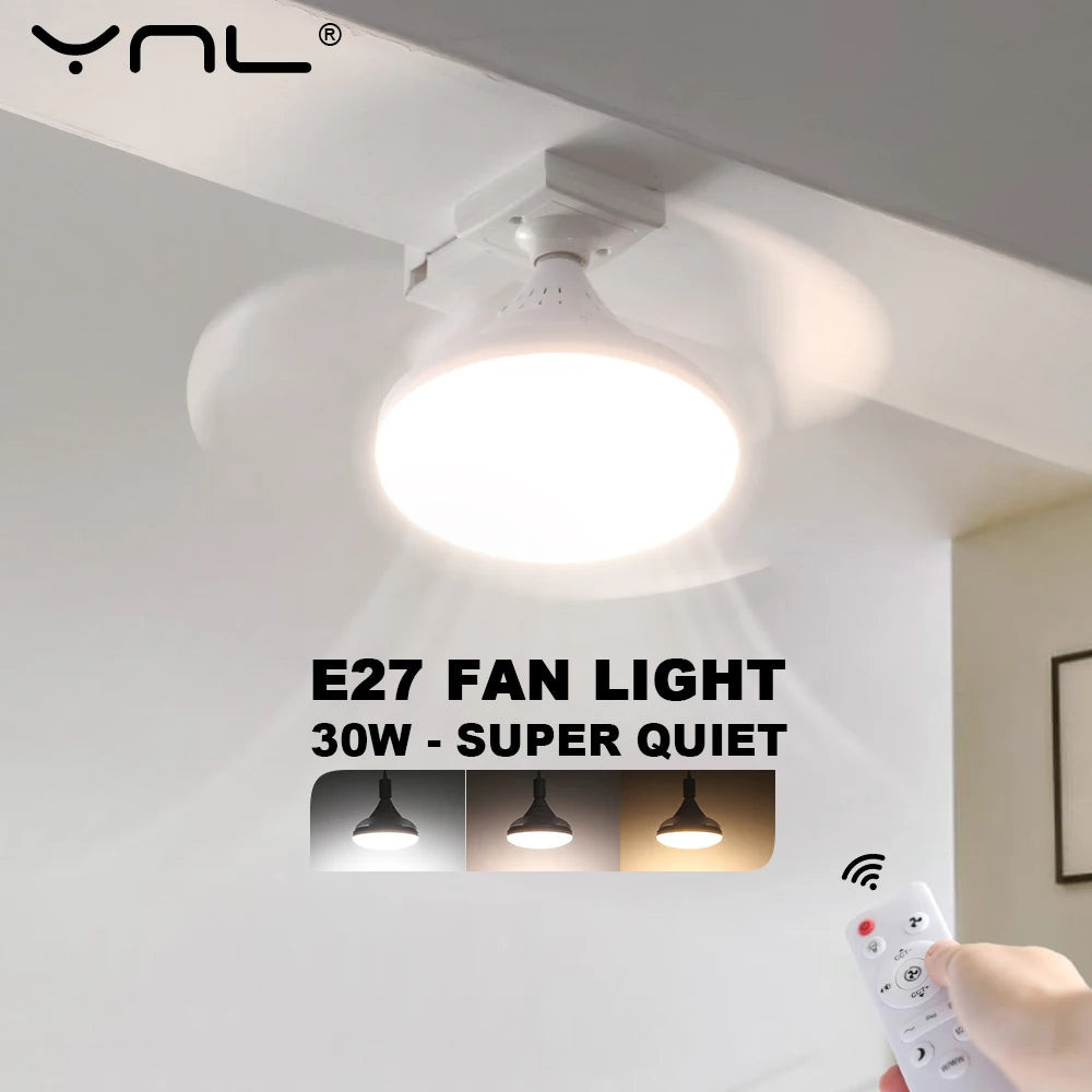 YNL LED Ceiling Fan Light E27 Remote Control – Modern Dimmable Ceiling Fan Light HIP