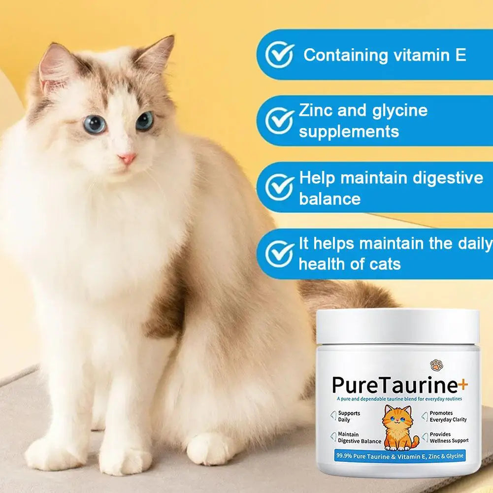 Pure Taurine Powder For Cats And Dogs Digestive Health Heart Eye Support Daily Wellness Supplement Vitamin E Zinc Glycine HIP
