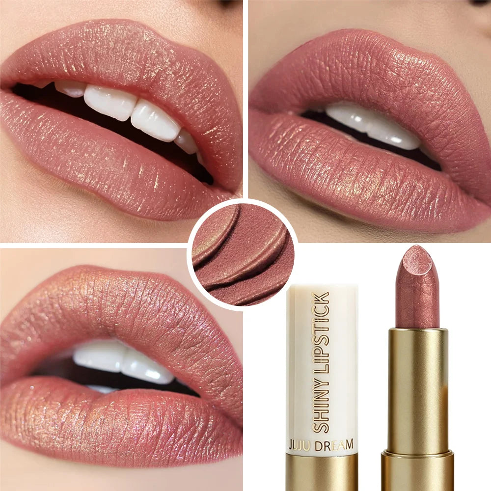 JUJU Dream Shimmer Metallic Lipstick – Long-Lasting Moisturizing Metallic Shimmer Lipstick HIP