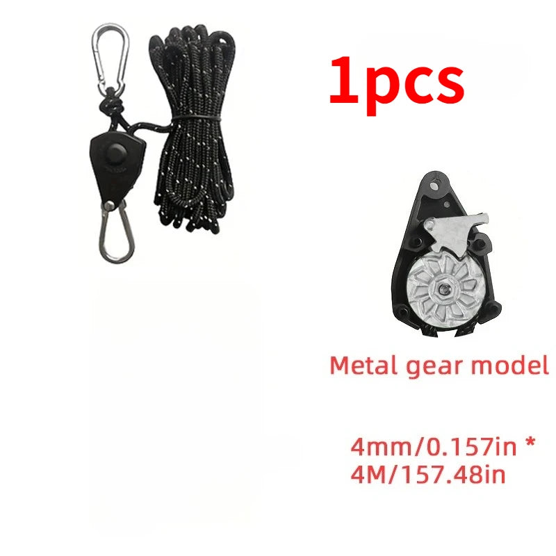 Camping Tent Tie Down Rope Tightener Wind Rope Buckle Tent Rope Tightener HIP C85-Black Metal 1Pcs