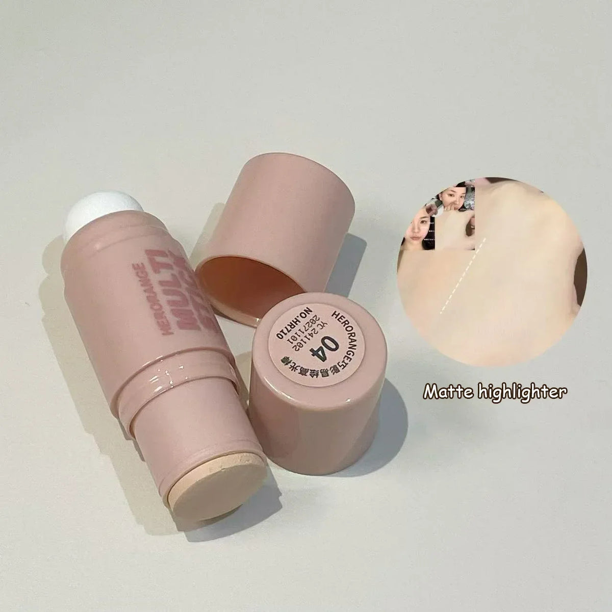 Double Head Contour Stick Bronzer with Brush Face Nose Shadow Cream Highlight Pen Waterproof Lasting Contouring Makeup Cosmetics HIP 04 Matte Highlight