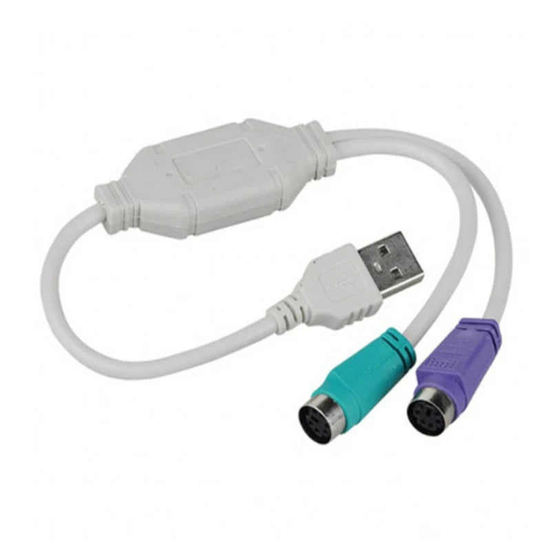 OULLX USB to Dual PS/2 Adapter Cable – Keyboard & Mouse USB PS/2 Adapter Cable HIP WHITE