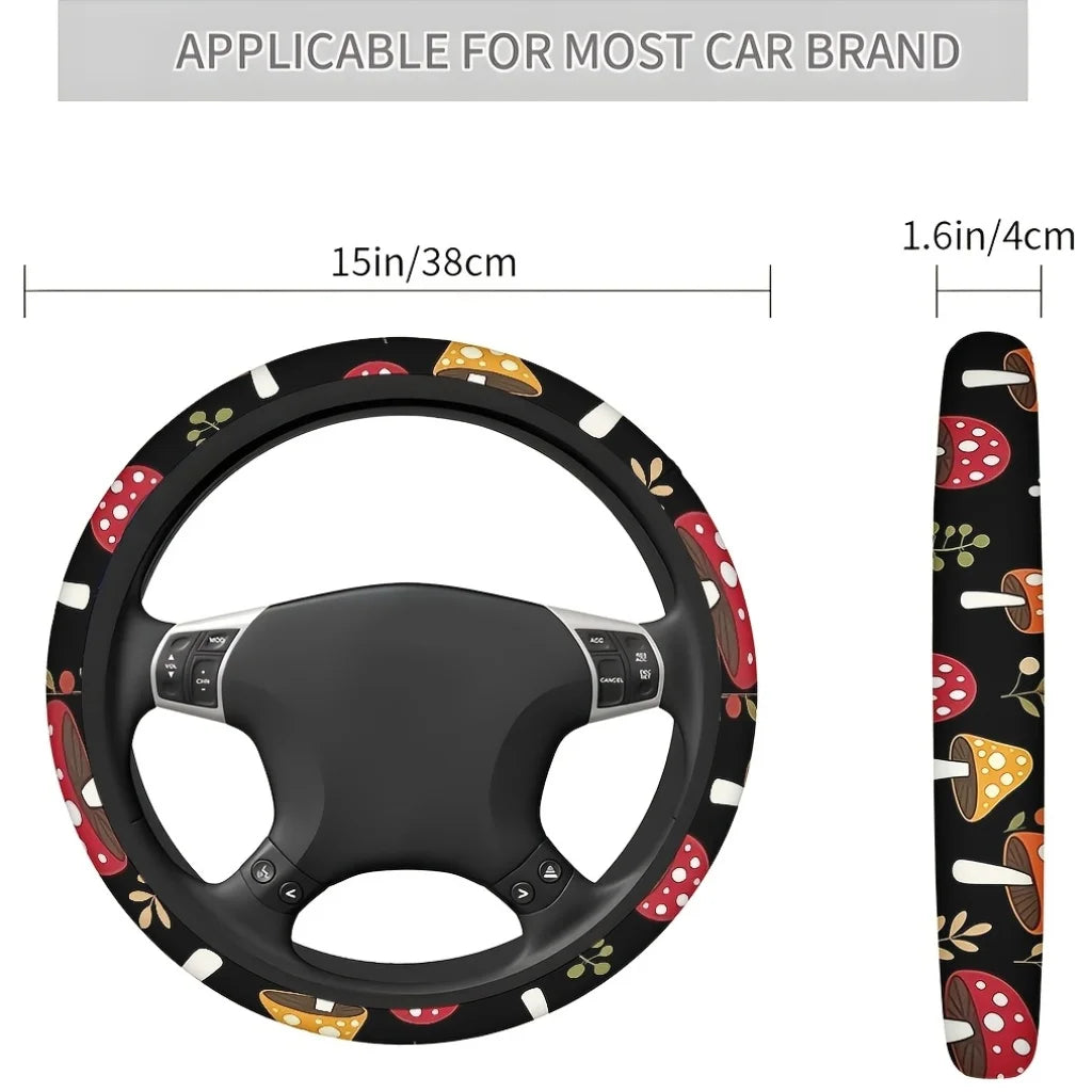 Forest Mushroom Steering Wheel Cover – Soft & Breathable Steering Wheel Cover HIP