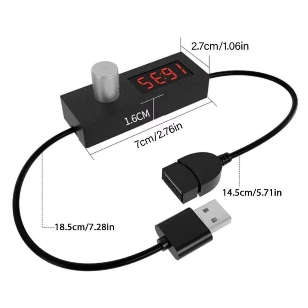 USB Countdown Timer Switch Cable – 5V Digital Display, 5min–24hr USB Timer Switch HIP