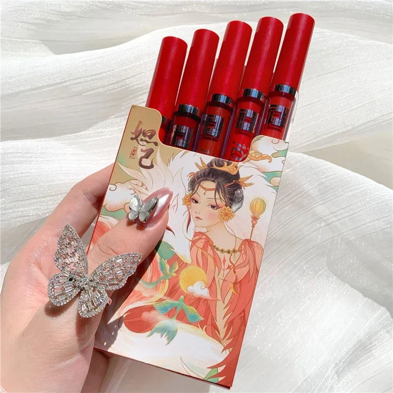 Five Pack Cigarette-shaped Lipstick Set Matte Velvet Lasting Creative Blue Pink Girl Cigarette Tube Lip Glaze Set Lip Makeup HIP