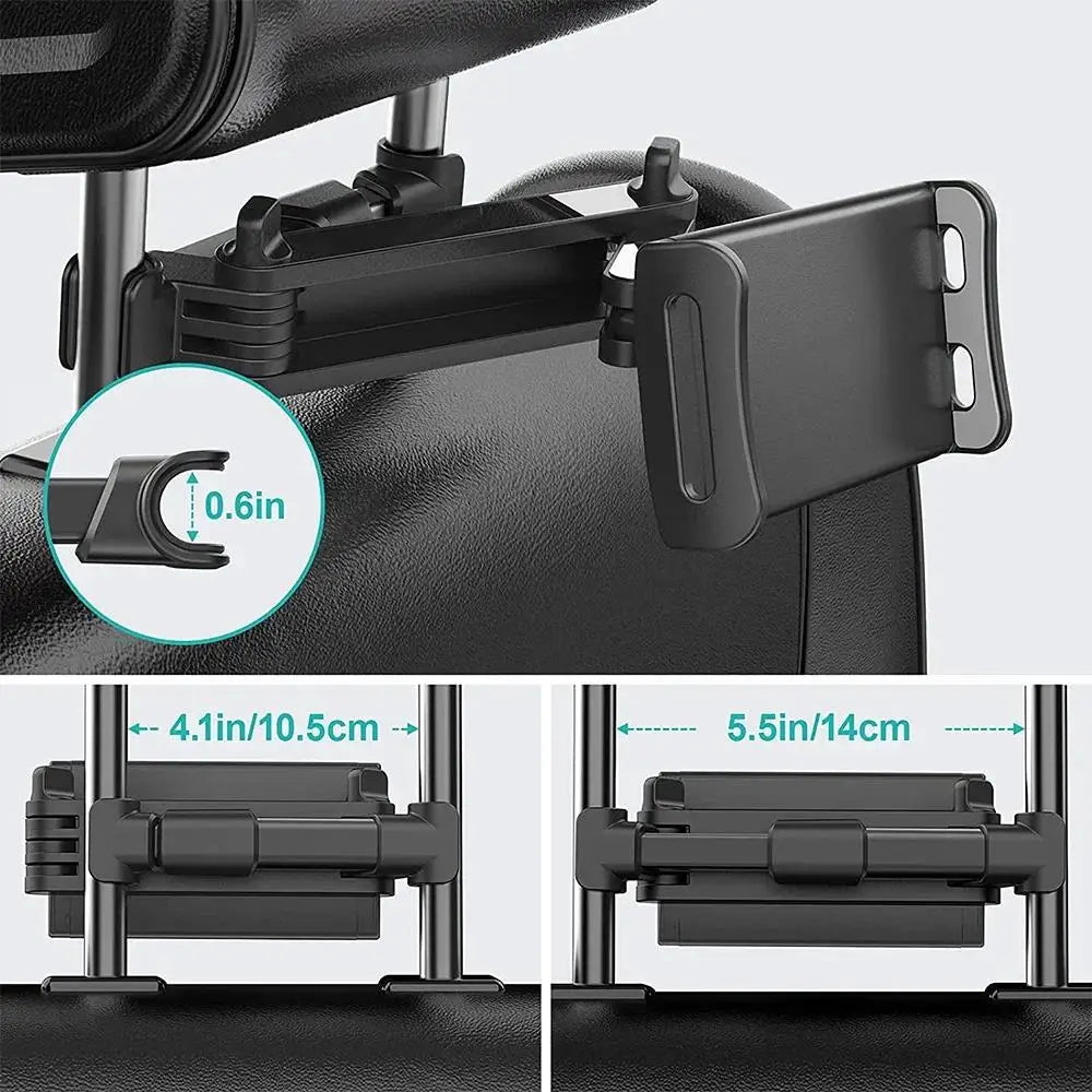 Car Headrest Phone & Tablet Holder – 360° Telescopic Arm Car Headrest Mount HIP
