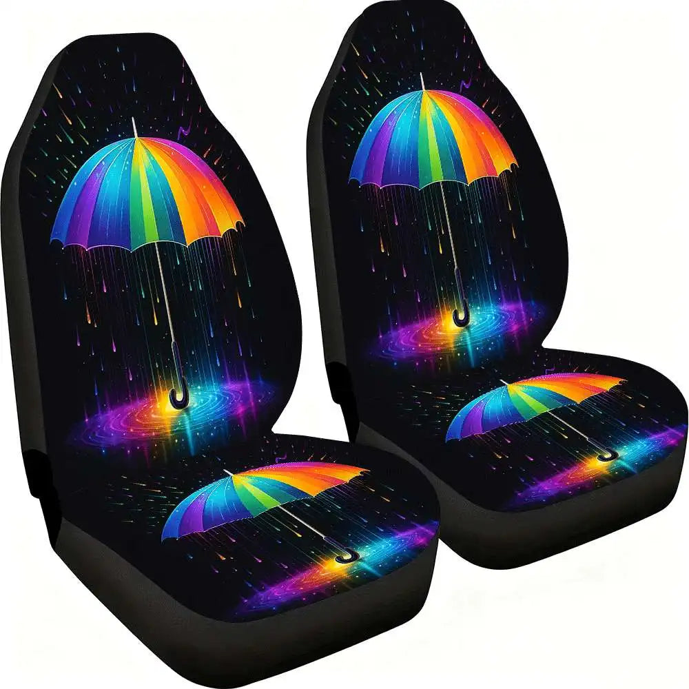 Rainbow Umbrella Car Seat Covers – High Back Polyester Car Seat Covers HIP