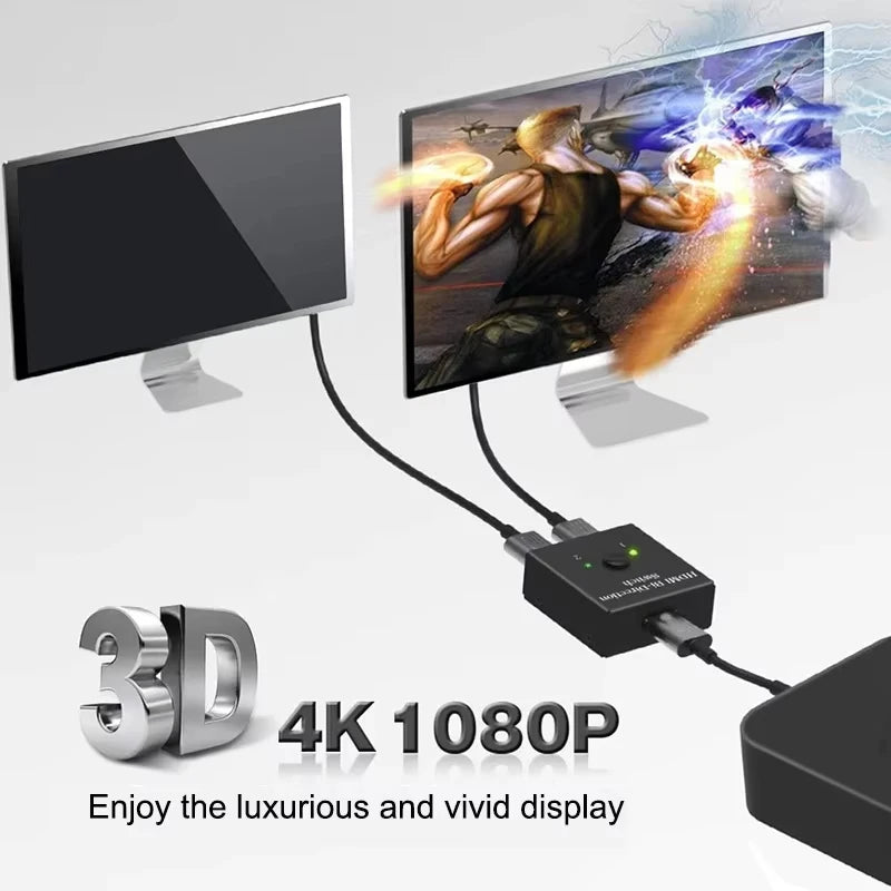 Bidirectional HDMI Splitter 2-in-1 Out 4K Switch Adapter HDMI Splitter Switch HIP