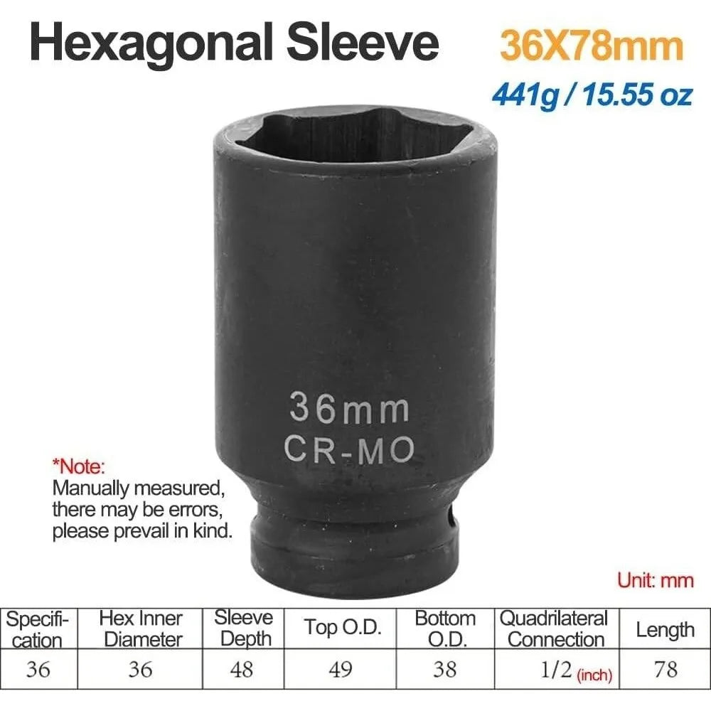 1/2" Drive Impact Socket 6-Point 24mm & 36mm – Heavy Duty Impact Socket HIP