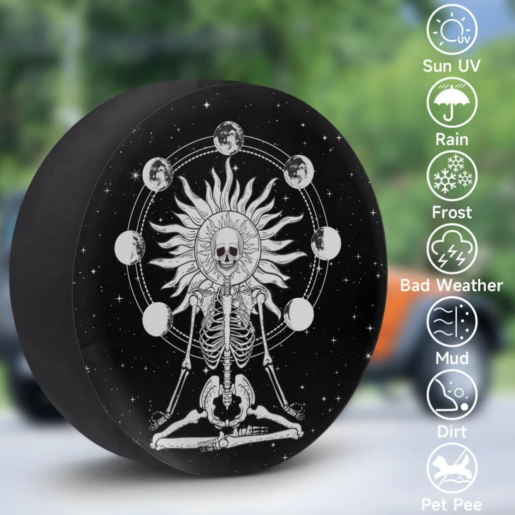 Meditating Skull Tire Cover – Fits Jeep, SUV, RV & Truck Spare Tire Cover HIP