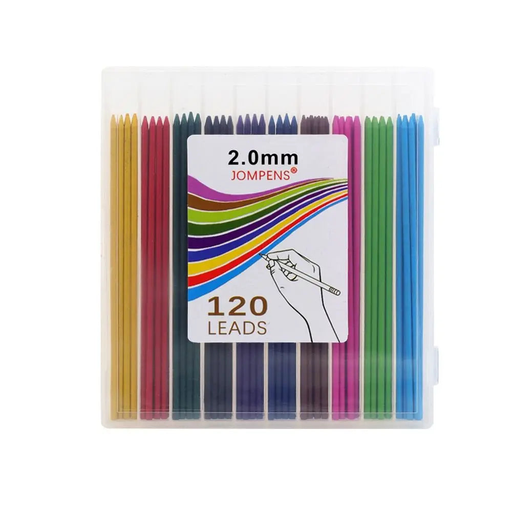 120-Pc 2.0mm Colored Mechanical Pencil Lead Refills – 10 Colors Pencil Lead Refills HIP