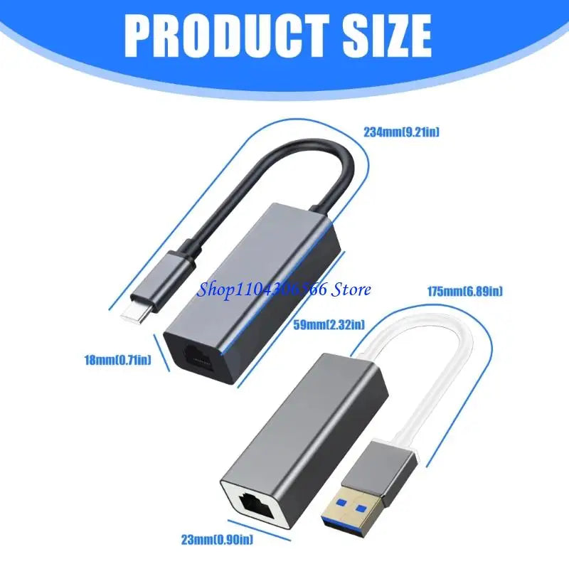USB-C to RJ45 Ethernet Adapter 100Mbps – Plug & Play USB Ethernet Adapter HIP