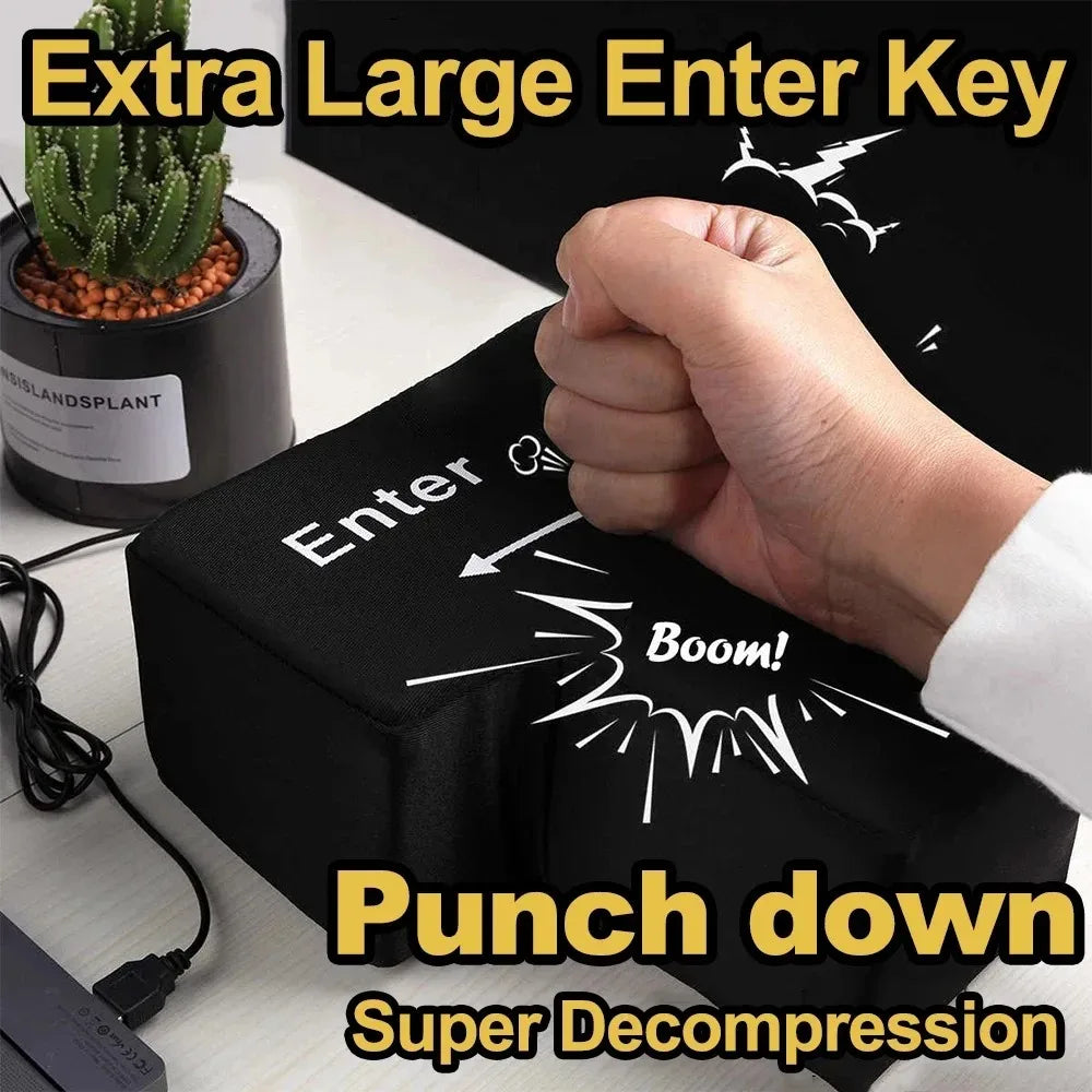 Giant USB Enter Key Desk Toy & Pillow – Office Stress Button Novelty Desk Toy HIP