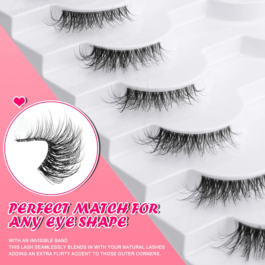 New Fox Half Eyelashes 3/10 Pairs 3D Mink Lashes Natural Eyelash Extension Cat Eye Eyelashes Makeup Tools Faux Cils Maquiagem HIP