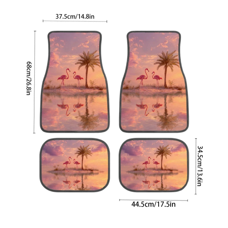 4-Piece Tropical Flamingo Car Floor Mats – All-Weather Universal Car Floor Mats HIP