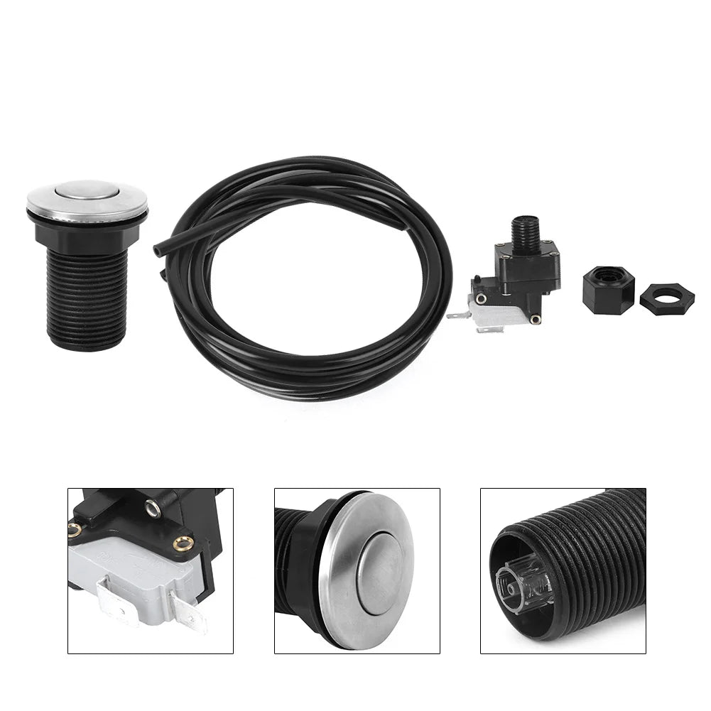 Air Activated Push Switch Button for Garbage Disposal Bathtub Air Hose Button Switch Kit HIP