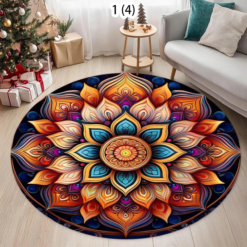 Mandala Chakra Round Rug – Machine Washable Yoga & Décor Round Area Rug HIP