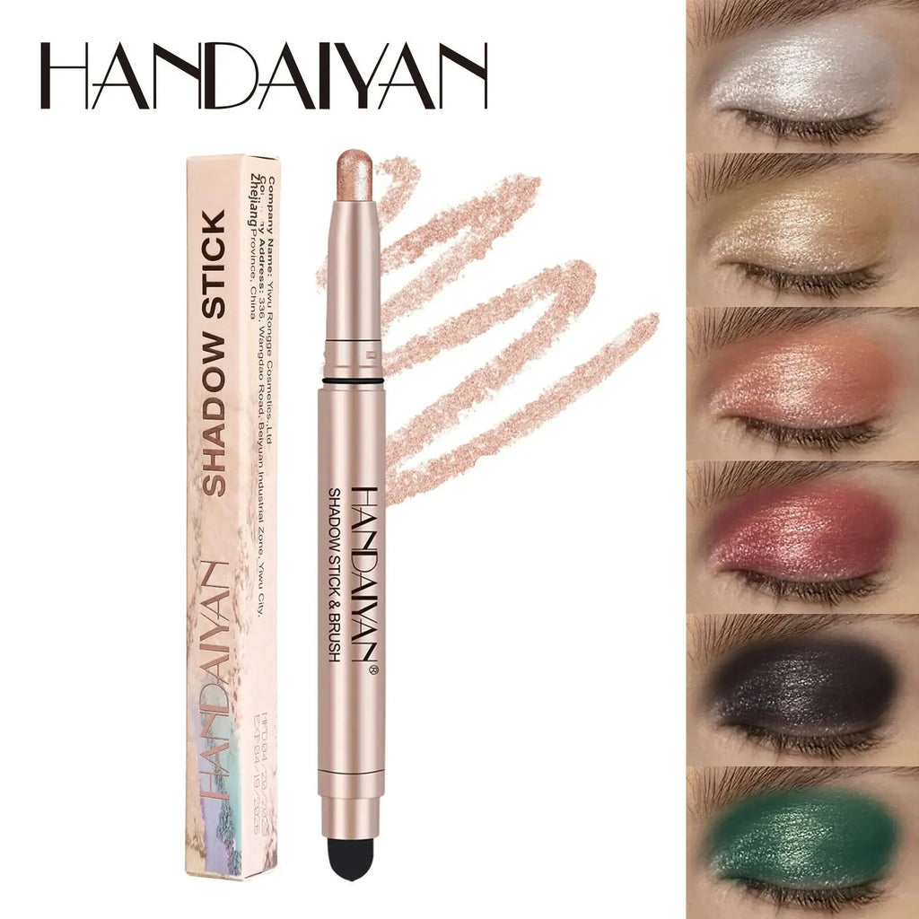 HANDAIYAN 12-Color Waterproof Shimmer Eyeshadow Stick & Brush Eyeshadow Stick Pen HIP