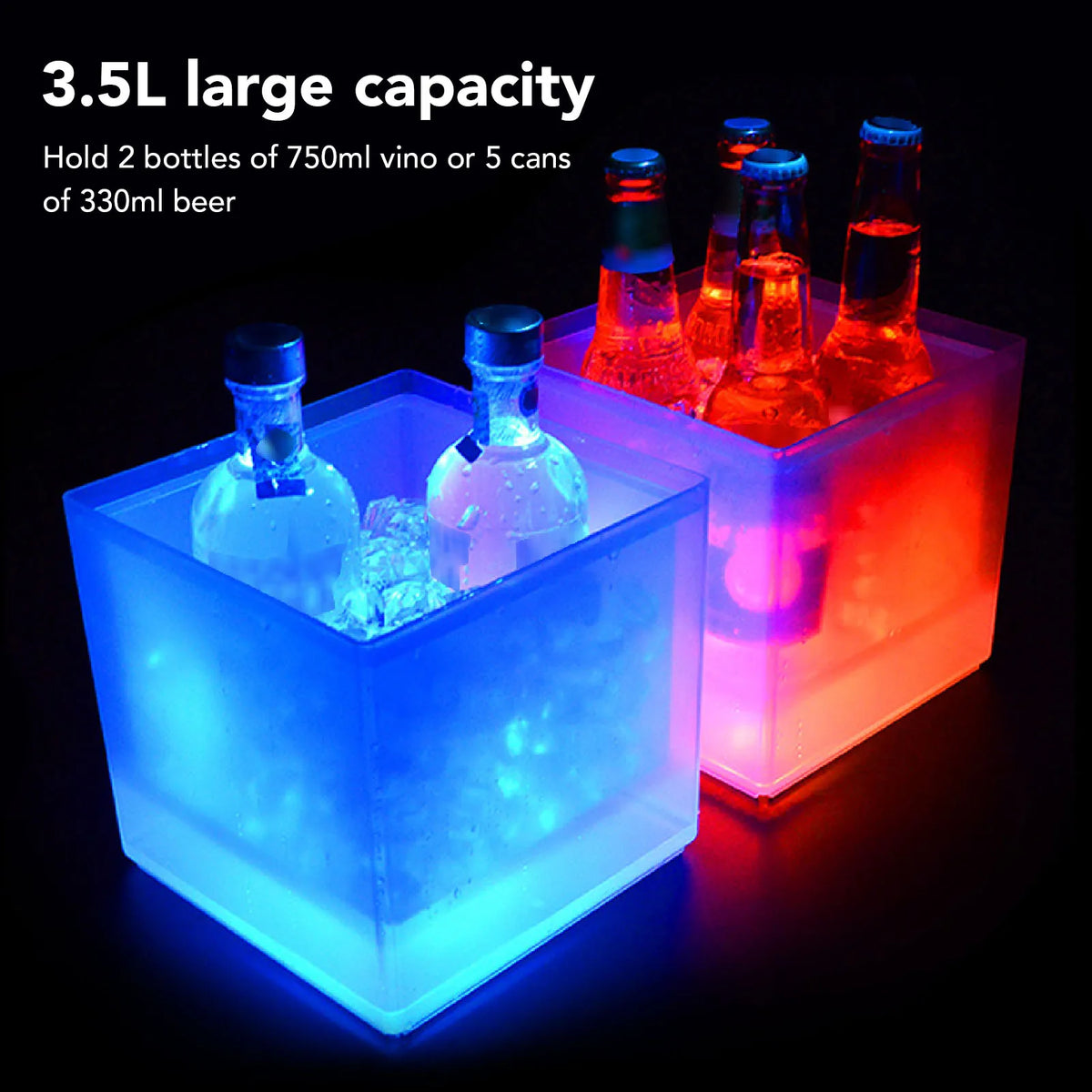 LED Ice Bucket 3.5L Large Capacity IP65 Water Proof 2 Layer for Champagne Drinks Beer KTV Parties Bar Home HIP