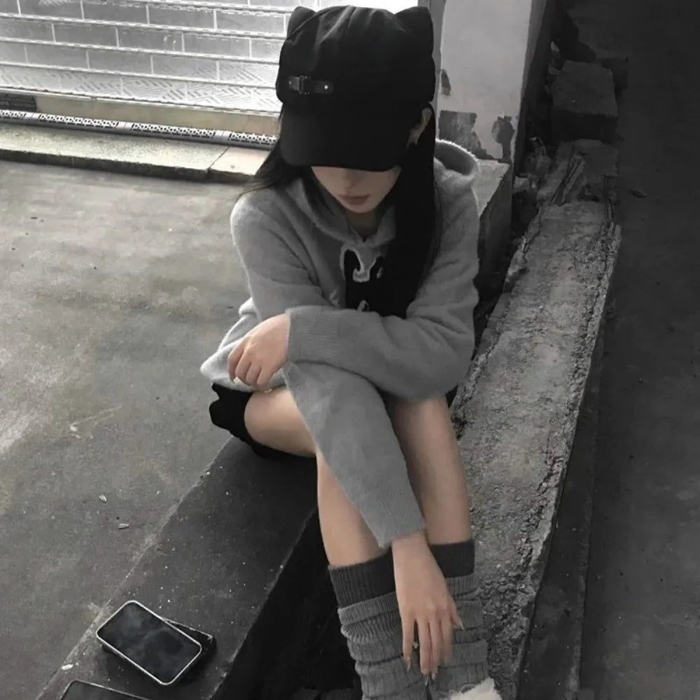 Y2K Cat Ears Lolita Beret Hat – Harajuku Gothic Flat Cap Lolita Beret Hat HIP